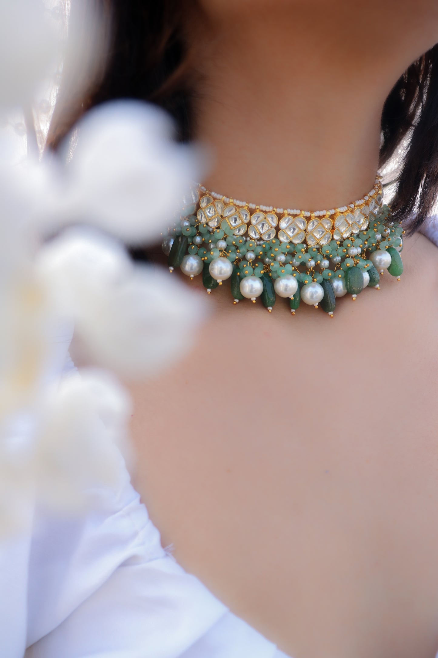 Mythri Mint Green Kundan Necklace