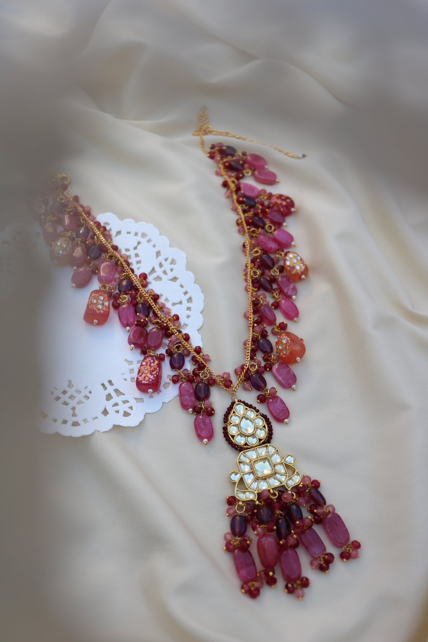 Gulab Ombre Pink Pendant Necklace