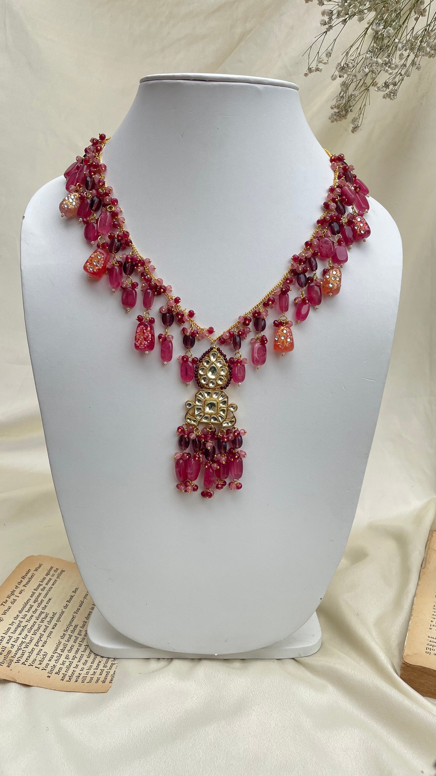 Gulab Ombre Pink Pendant Necklace