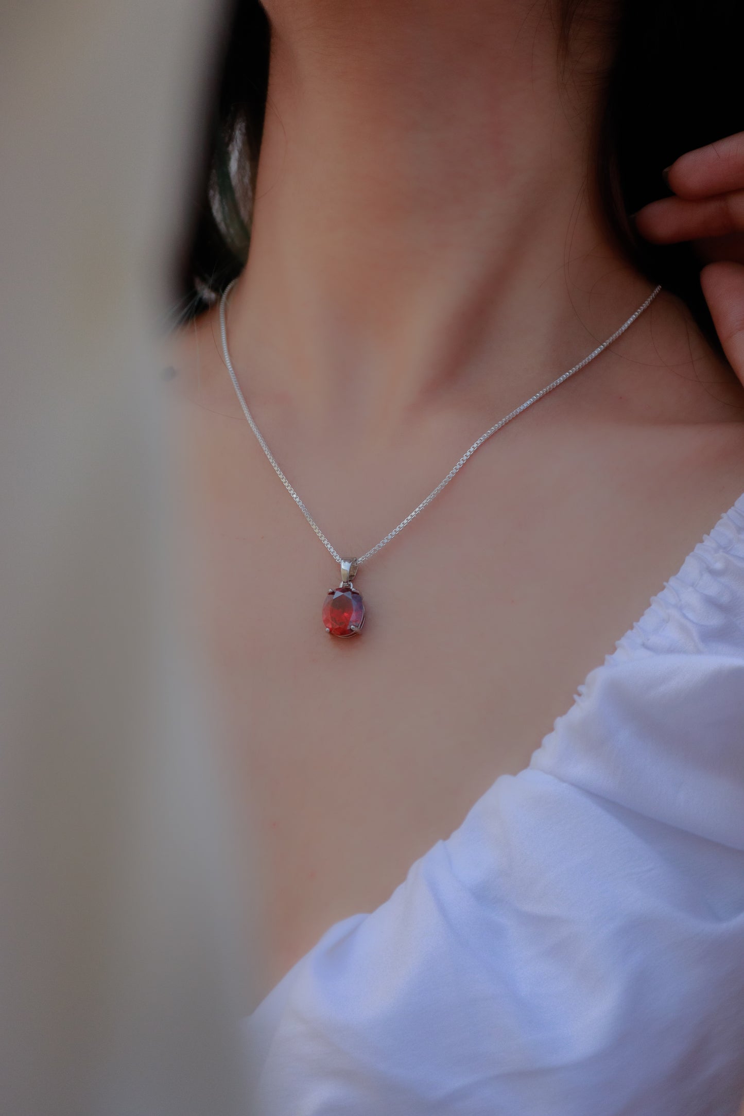 Virah Silver Red Pendant Necklace